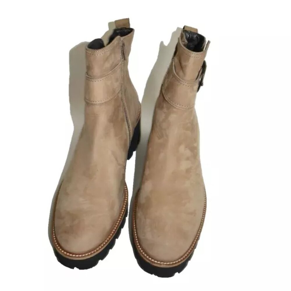 Paul Green Tan and Black Combat Boots - Picture 3 of 7